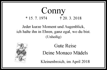 Traueranzeige von Conny  von trauer.extra-tipp-moenchengladbach.de