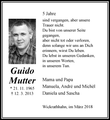 Traueranzeige von Guido Mutter von trauer.extra-tipp-moenchengladbach.de