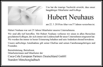 Traueranzeige von Hubert Neuhaus von trauer.extra-tipp-moenchengladbach.de