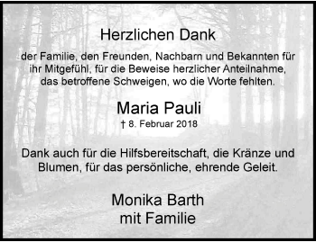 Traueranzeige von Maria Pauli von trauer.wuppertaler-rundschau.de