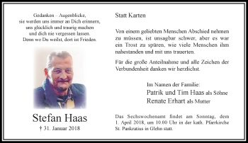 Traueranzeige von Stefan Haas von trauer.extra-tipp-moenchengladbach.de