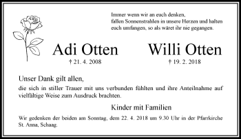 Traueranzeige von Adi und Willi Otten von trauer.extra-tipp-moenchengladbach.de