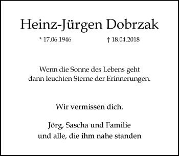 Traueranzeige von Heinz-Jürgen Dobrzak von trauer.mein.krefeld.de