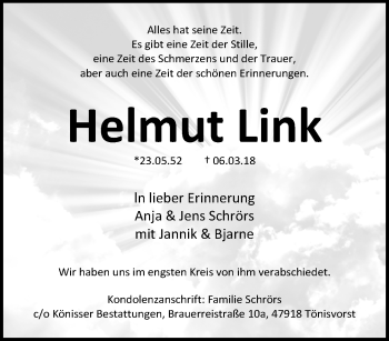 Traueranzeige von Helmut Link von trauer.mein.krefeld.de