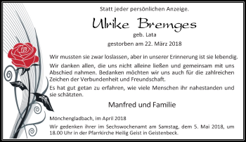 Traueranzeige von Ulrike Bremges von trauer.extra-tipp-moenchengladbach.de