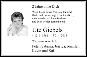 Traueranzeige von Ute Giebels von trauer.extra-tipp-moenchengladbach.de