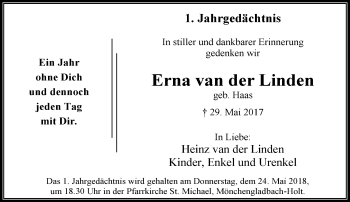 Traueranzeige von Erna van der Linden von trauer.extra-tipp-moenchengladbach.de