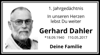 Traueranzeige von Gerhard Dahler von trauer.mein.krefeld.de