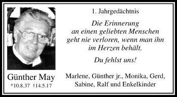 Traueranzeige von Günther May von trauer.mein.krefeld.de