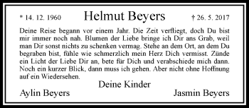 Traueranzeige von Helmut Beyers von trauer.extra-tipp-moenchengladbach.de