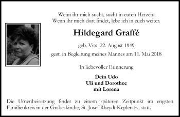 Traueranzeige von Hildegard Graff von trauer.extra-tipp-moenchengladbach.de