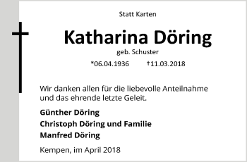 Traueranzeige von Katharina Döring von trauer.mein.krefeld.de