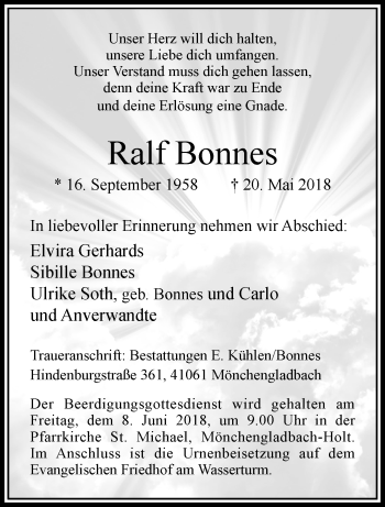 Traueranzeige von Ralf Bonnes von trauer.extra-tipp-moenchengladbach.de