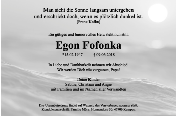 Traueranzeige von Egon Fofonka von trauer.mein.krefeld.de