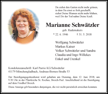 Traueranzeige von Marianne Schwätzler von trauer.extra-tipp-moenchengladbach.de