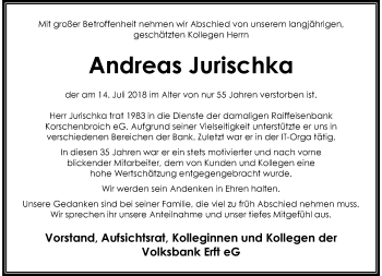 Traueranzeige von Andreas Jurischka von trauer.extra-tipp-moenchengladbach.de