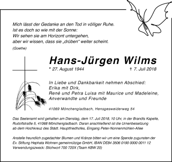 Traueranzeige von Hans-Jürgen Wilms von trauer.extra-tipp-moenchengladbach.de