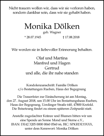 Traueranzeige von Monika Dölken von trauer.mein.krefeld.de