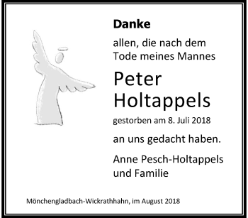 Traueranzeige von Peter Holtappels von trauer.extra-tipp-moenchengladbach.de