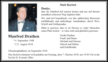 Traueranzeige von Manfred Drathen von trauer.extra-tipp-moenchengladbach.de