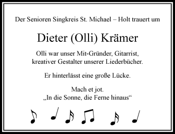 Traueranzeige von Dieter Krämer von trauer.extra-tipp-moenchengladbach.de