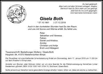 Traueranzeige von Gisela Both von trauer.extra-tipp-moenchengladbach.de