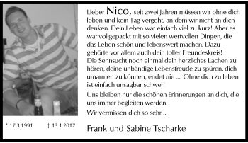 Traueranzeige von Nico  von trauer.wuppertaler-rundschau.de