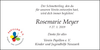 Traueranzeige von Rosemarie Meyer von trauer.extra-tipp-moenchengladbach.de