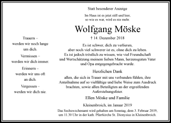 Traueranzeige von Wolfgang Möske von trauer.extra-tipp-moenchengladbach.de