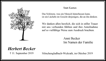 Traueranzeige von Herbert Becker von trauer.extra-tipp-moenchengladbach.de