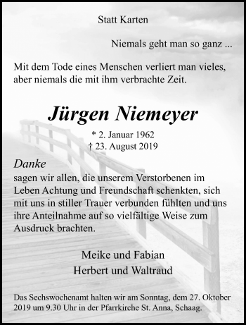 Traueranzeige von Jürgen Niemeyer von trauer.extra-tipp-moenchengladbach.de