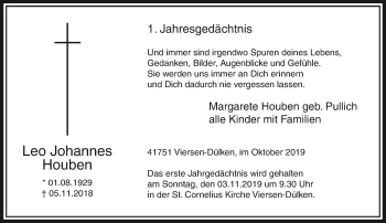 Traueranzeige von Leo Johannes Houben von trauer.extra-tipp-moenchengladbach.de