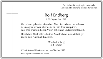 Traueranzeige von Rolf Endberg von trauer.extra-tipp-moenchengladbach.de