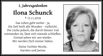 Traueranzeige von Ilona Schunck von trauer.wuppertaler-rundschau.de