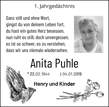 Traueranzeige von Anita Puhle von trauer.mein.krefeld.de