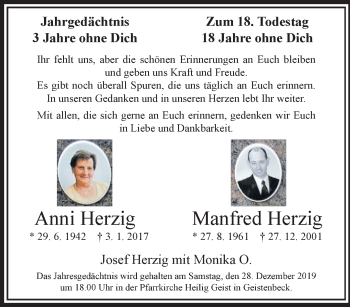 Traueranzeige von Anni und Manfred Herzig von trauer.extra-tipp-moenchengladbach.de