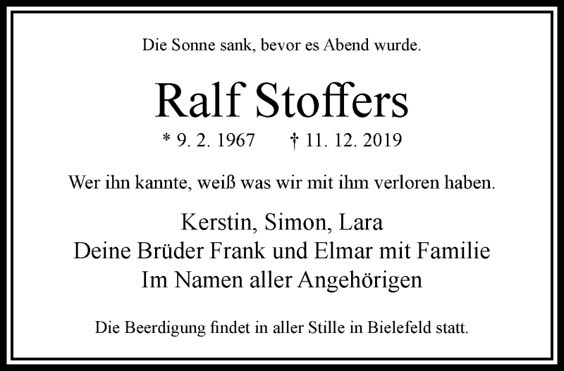  Traueranzeige für Ralf Stoffers vom 22.12.2019 aus trauer.extra-tipp-moenchengladbach.de