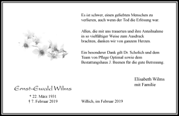 Traueranzeige von Ernst-Ewald Wilms von trauer.extra-tipp-moenchengladbach.de