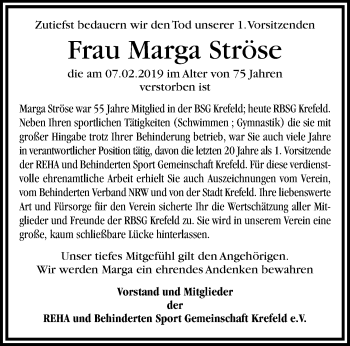 Traueranzeige von Marga Ströse von trauer.mein.krefeld.de
