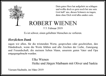 Traueranzeige von Robert Wienen von trauer.extra-tipp-moenchengladbach.de