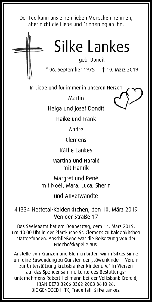  Traueranzeige für Silke Lankes vom 17.03.2019 aus trauer.extra-tipp-moenchengladbach.de