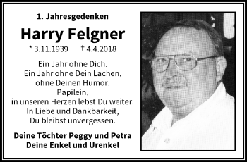 Traueranzeige von Harry Felgner von trauer.wuppertaler-rundschau.de