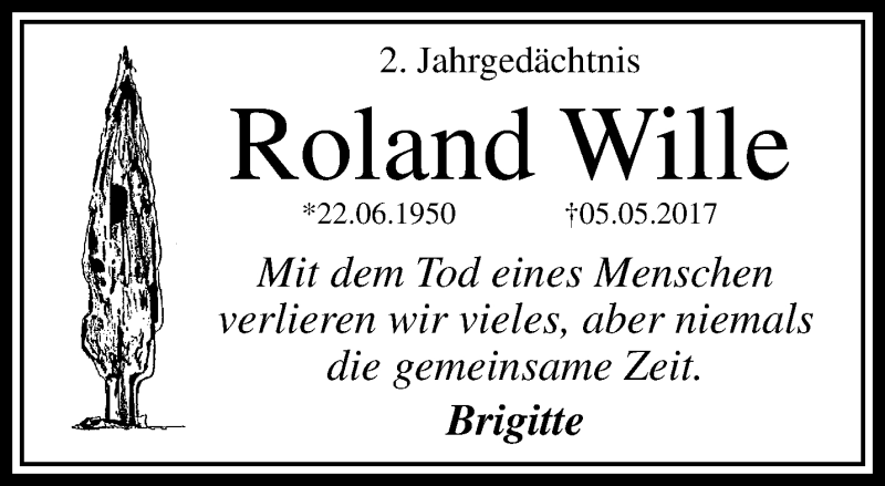  Traueranzeige für Roland Wille vom 05.05.2019 aus trauer.mein.krefeld.de