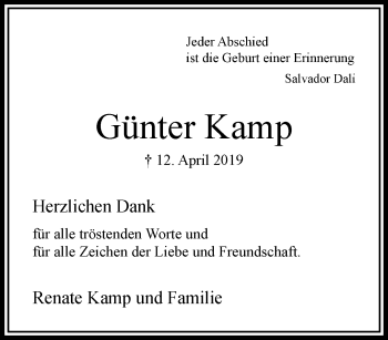 Traueranzeige von Günter Kamp von trauer.extra-tipp-moenchengladbach.de