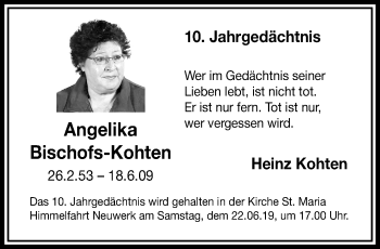 Traueranzeige von Angelika Bischofs-Kohten von trauer.extra-tipp-moenchengladbach.de