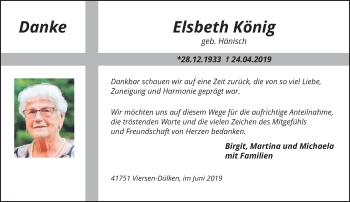 Traueranzeige von Elsbeth König von trauer.extra-tipp-moenchengladbach.de