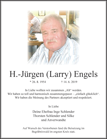 Traueranzeige von H.-Jürgen Engels von trauer.extra-tipp-moenchengladbach.de