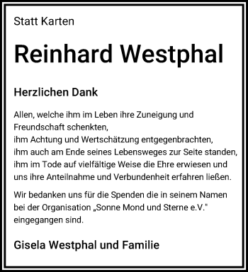 Traueranzeige von Reinhard Westphal von trauer.mein.krefeld.de