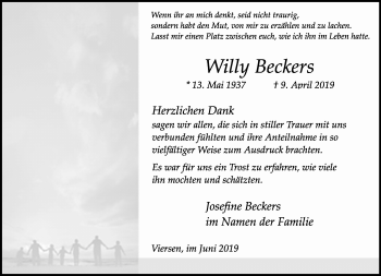 Traueranzeige von Willy Beckers von trauer.extra-tipp-moenchengladbach.de