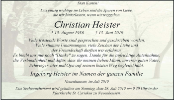 Traueranzeige von Christian Heister von trauer.stadt-kurier.de